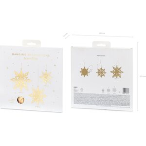 Ripustettava koriste, kultainen lumihiutale 15-25 cm 6 kpl/pkt
