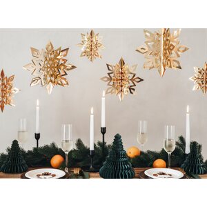 Ripustettava koriste, kultainen lumihiutale 15-25 cm 6 kpl/pkt