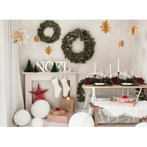 Ripustettava koriste, kultainen lumihiutale 15-25 cm 6 kpl/pkt