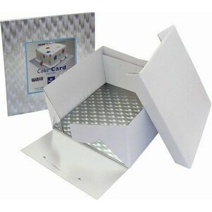 PME kakkulaatikko ja paksu neliö hopea kakkualusta (12 mm) 30 x 30 x 15 cm