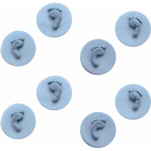 Mini Baby Footprints Sugarcraft Toppers Blue