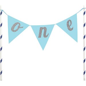Milestone 'one' banner cake topper blue