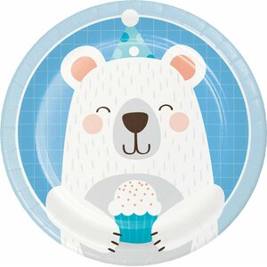1st birthday bear pieni pahvilautanen 17,4 cm 8 kpl/pkt