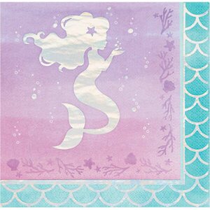 Mermaid Shine Lunch Napkins 3 Ply Iridescent Foil Stamped