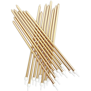 Extra Tall Candles Metallic Gold With Holders