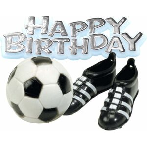 Football, boots & happy birthday motto cake topper