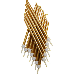 Tall candles metallic gold with holders