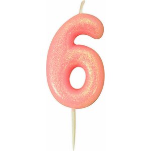 Numerokynttilä 8 glittervaaleanpunainen