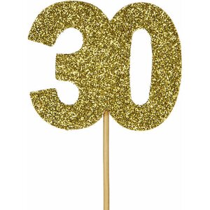 Glitter '30'  Numeral Cupcake Toppers Gold