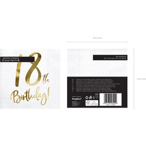 Napkins 18th Birthday, white, 33x33cm (1 pkt / 20 pc.)