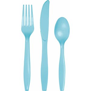 Plastic premium cutlery pastel blue assorted