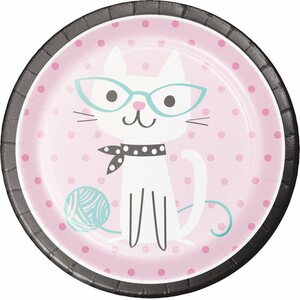 Purrfect party paper dinner plates sturdy style
