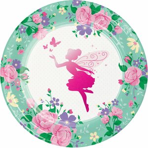 * (c) floral fairy sparkle paper dinner plates foil