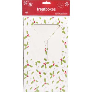 Holly print square treat boxes with window