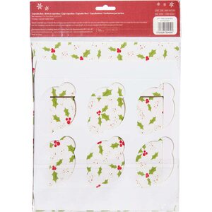 Holly print cupcake box for 6 cupcakes