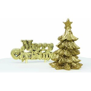 Boxed
*gold small tree resin topper & gold merry