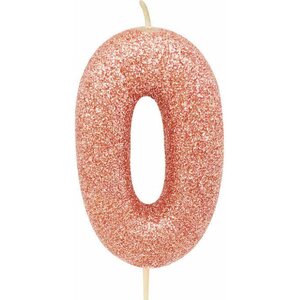 Age 0 Glitter Numeral Moulded Pick Candle rose gold