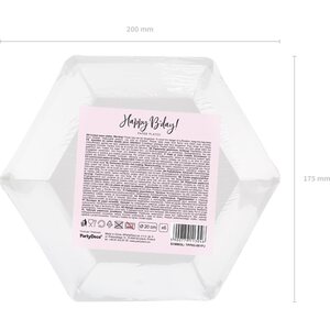 Pahvilautanen Happy Birthday puuteriroosa 20 cm 6 kpl/pkt