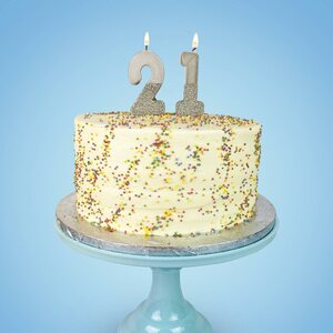 We heart birthdays glitter number candle 1, silver