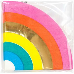 Rainbow shaped napkin, with foil (16pk)