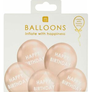 Balloons, 5 pack, rose gold, happy birthday