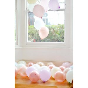 Balloons, 5 pack, gold and white confetti print