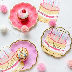 Rose 33cm die cut cake shaped napkin, 12 pack