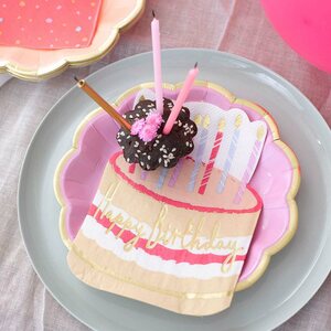Rose 33cm die cut cake shaped napkin, 12 pack