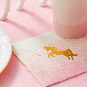 We heart unicorns cocktail napkin