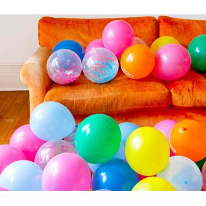 Balloons, 5 pack, pink, happy birthday and confetti