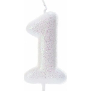 Age 1 Glitter Numeral Moulded Pick Candle Iridescent