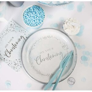 Blue On Your Christening Paper Dinner Plates