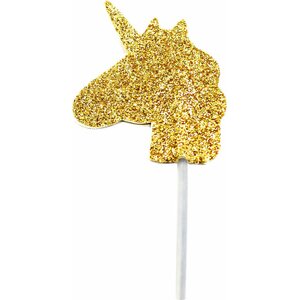 Glitter Unicorn Cupcake Toppers Gold