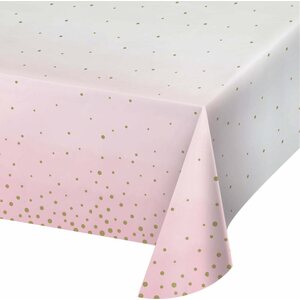 Pink and Gold Celebration Paper Tablecover All Over Print
