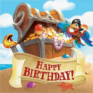 Pirate Treasure Lunch Napkins Happy Birthday 2 Ply