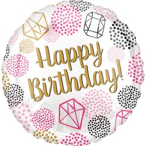 Standard Happy Birthday Gems Foil Balloon S40 Packaged