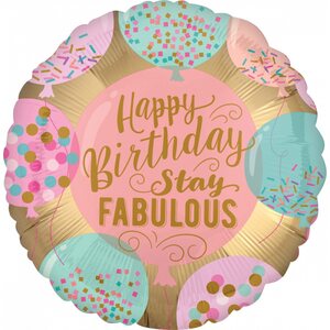 Standard Happy Birthday Stay Fabulous Foil Balloon S40 packaged