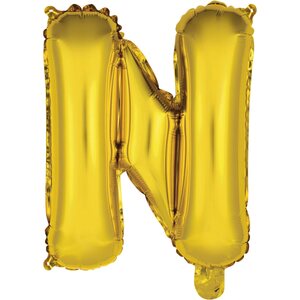 Mini Letter N Gold Foil Balloon N16 Packaged 38.5 cm x 40 cm
