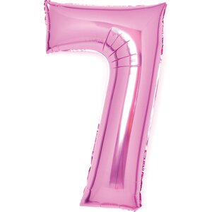 Medium Number 7 Pink Foil Balloon N26 Packaged 45 cm x 66 cm