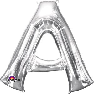 SuperShape Letter A Silver Foil Balloon L34 Packaged 93cm x 86cm