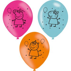 6 Latex Balloons Peppa Pig    27,5 cm/11''