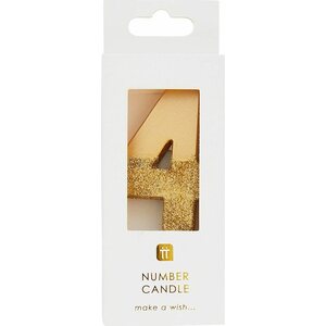 Kakkukynttilä 4, glitterkulta