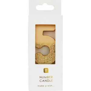 Kakkukynttilä 5, glitterkulta