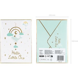 Card with hanging decoration Whale, light tiffany blue, 14x20 cm