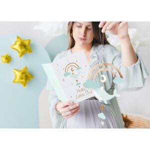 Card with hanging decoration Whale, light tiffany blue, 14x20 cm