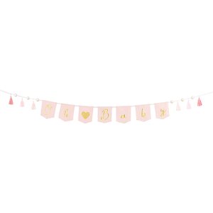 Banner Oh baby with tassels, light pink, 2.5 m