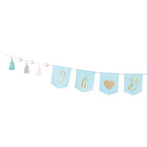 Banner Oh baby with tassels, sky-blue, 2.5 m