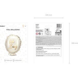 Foil balloon Oh baby, 53x69 cm, mix