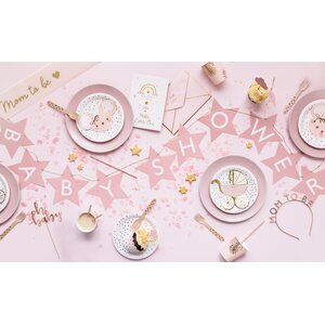 Card with hanging decoration Stork, light pink, 14x20 cm