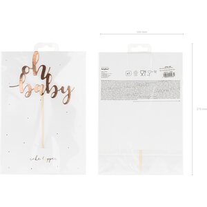 Cake topper Oh baby, rose gold, 25 cm